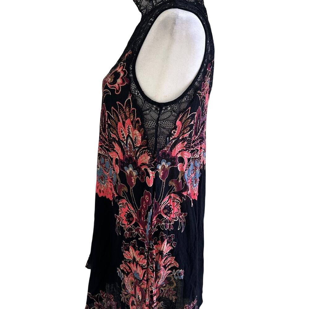 Intimately by Free People Dress Marsha Black Print Lace Slip Midi SZS Boho Fairy - Picture 4 of 9